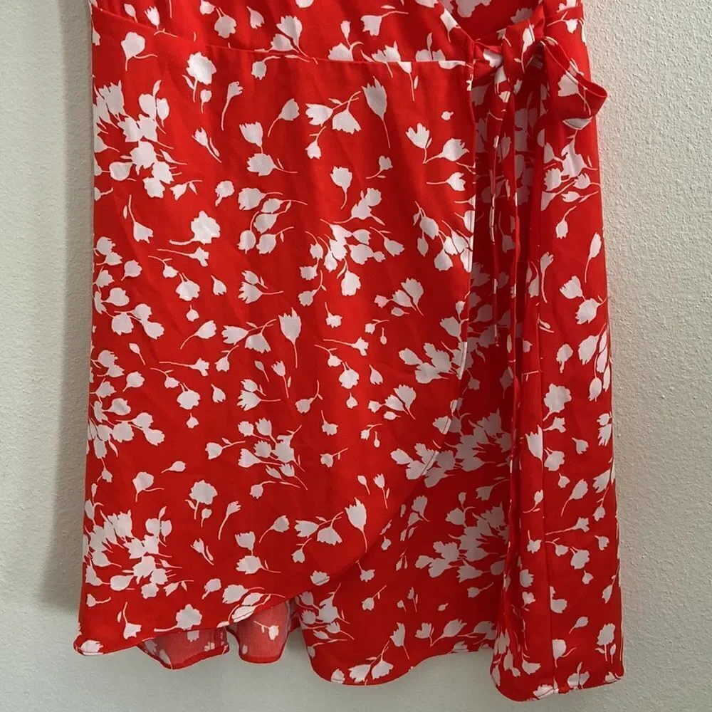 J.Crew Size 10 Orange White Floral A-line Wrap Dress New without tags